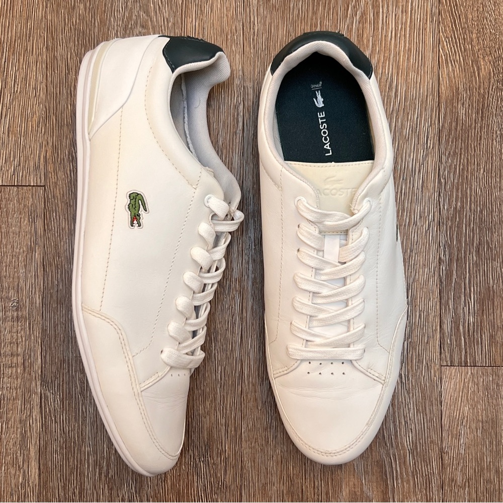 Lacoste Chaymon Crafted Leather Sneakers |White Green | Men’s Lace Up | Size: 12